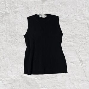 Vintage Jones New York Tank Top Womens PP S Black Ribbed Knit 100% Cotton